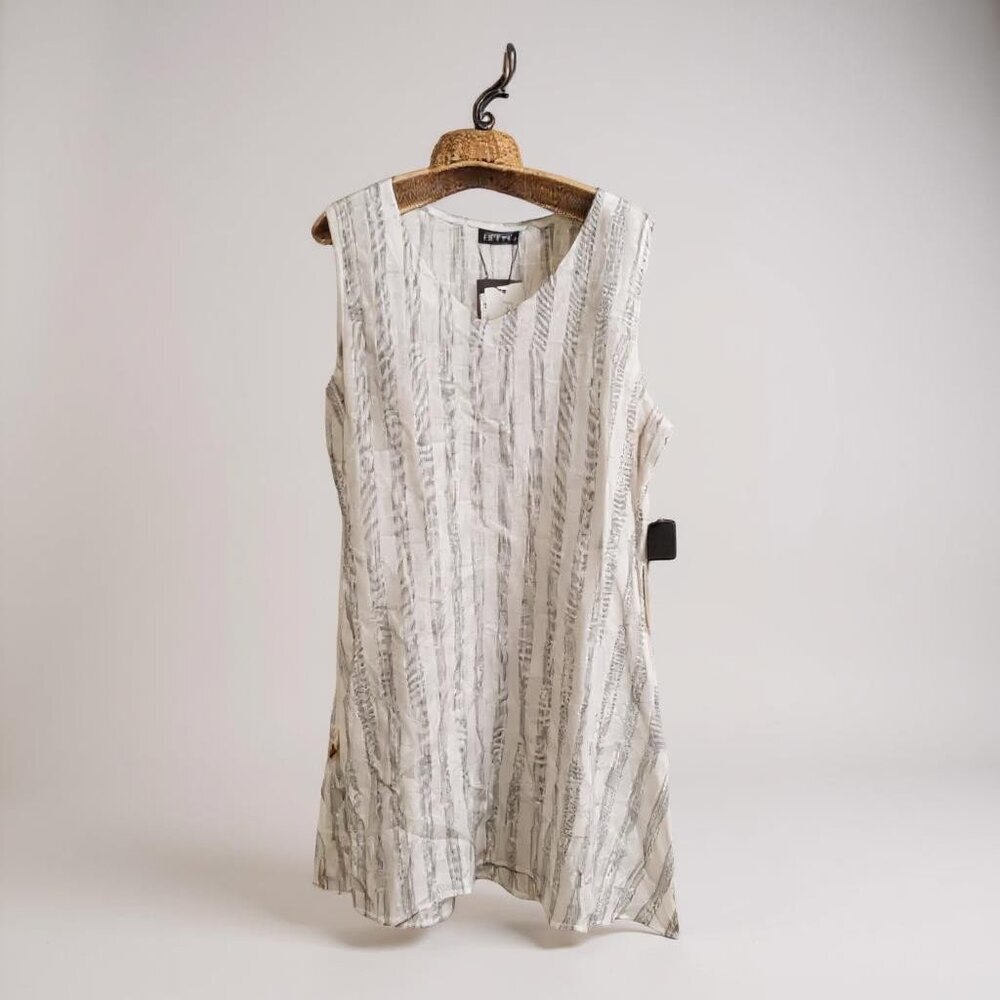 AP NY Sustainable 100% Linen Sleeveless Dress Ladies Small Black/White Lagom NWT